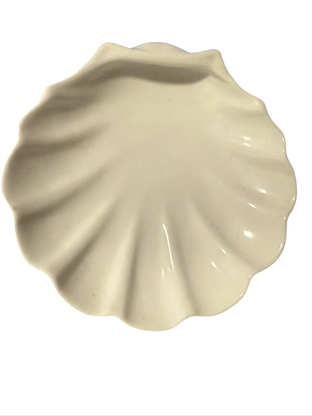 Vintage Cream Shell-Shaped Ceramic Serving Dish - Unbranded